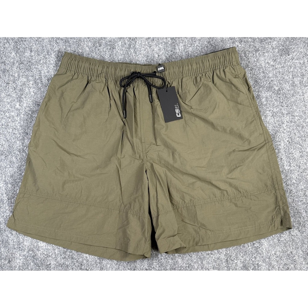 CSG City Wind Shorts Mens 2XL Olive Green Elastic Waist Drawstring NWT